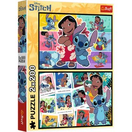 Trefl 2in1: Lilo, Happy Life of Stitch-2 x 200 Pieces-Pack of Two Teens Puzzles, Multicoloured, 13334