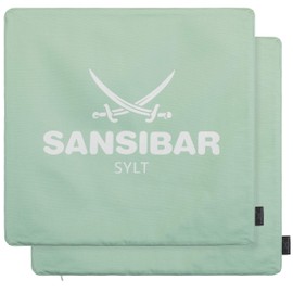 Sansibar Decorative Cushion Sofa Cushion 100% Cotton (Cover - 45 x 45 cm, Mint/White)