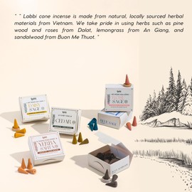 LABBI Incense Cones - 20 Natural, backflow Incense Fragrant Cones for Relaxation, Chakra Support and Meditation. Includes a Holder for Convenience. Perfect for Holidays or Daily use.