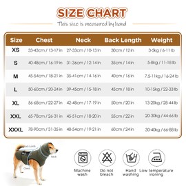 AOOLMOL Dog Anxiety Vest and Coat, Vet Visits and Separation - Keep Pet Calm, Dog Jacket for Thunder, Fireworks, Anti Anxiety Vest for Dogs and Cat Body and Ear