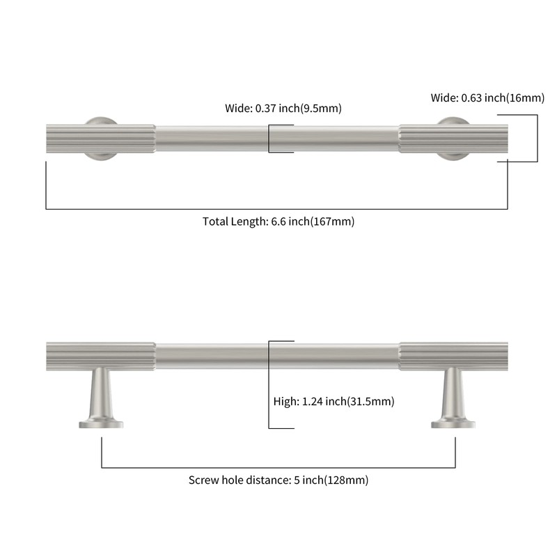 KNOKLOCK 10 Pack 5 Inch(128mm) Kitchen Cabinet Handles Brushed Satin
