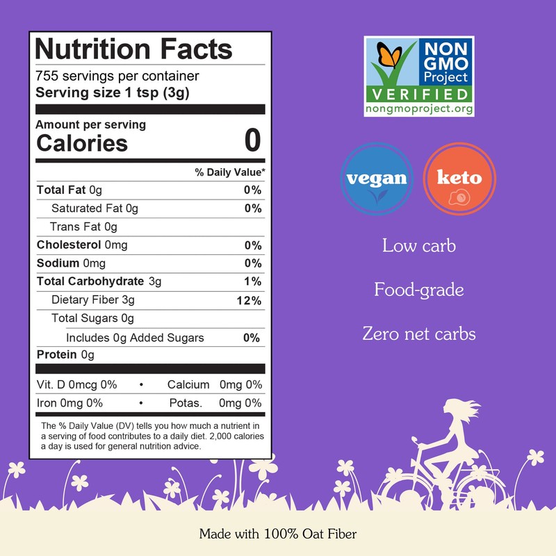 NuNaturals Oat Fiber Powder, All Natural Non-GMO, Supports Digestive Health,