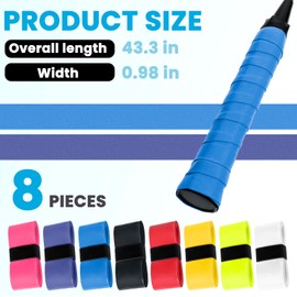 LIQWEI 8 Pcs Tennis Racket Grip Tape, Tacky Non-Slip Badminton Rackets Grip Tape, Sweat-Absorbing Cushion Wrap Head Grips Racket Cover for Tennis, Golf, Baseball, Bat, Universal Grips Tapes