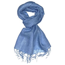 Lorenzo Cana - Fashionable Men's Scarf Linen Scarf 100% Linen 50 cm x 180 cm Cloth Natural Fibre Linen Light Blue Airy Blue 9326511, blue