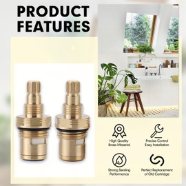 Faucet Cartridge for Kingston Brass KSRPL3200CC & KSRPL3200HC, Cold Hot Ceramic Disc Cartridge Fits for CC Basin Faucet, 2-1/8" Length, Brass