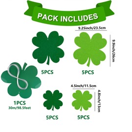 20Pcs St Patricks Day Decorations, St Patricks Day Bunting, Felt Hanging Shamrock Garlands Lawn Decorations, St.Patrick's Day Party Spring Holiday Decoration