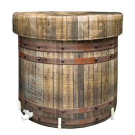 B&Y Portable Ice Bath Tub, Foldable Bathtub for Adult Inflatable Outdoor Cold Plunge Tub Freestanding Bathtub Hot Tub Spa Tub for Shower Stall (Like Wooden+Lid, 31.5"Φ x 29.5"H)