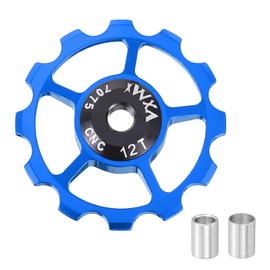 sourcing map 1 Set Bicycle Rear Derailleur Pulley 12T Ceramic Bearing Wheel Aluminum Alloy Guide Roller Wheels for 8/9/10/11 Speed Transmission System Road Bike Mountain Bike BMX, Blue