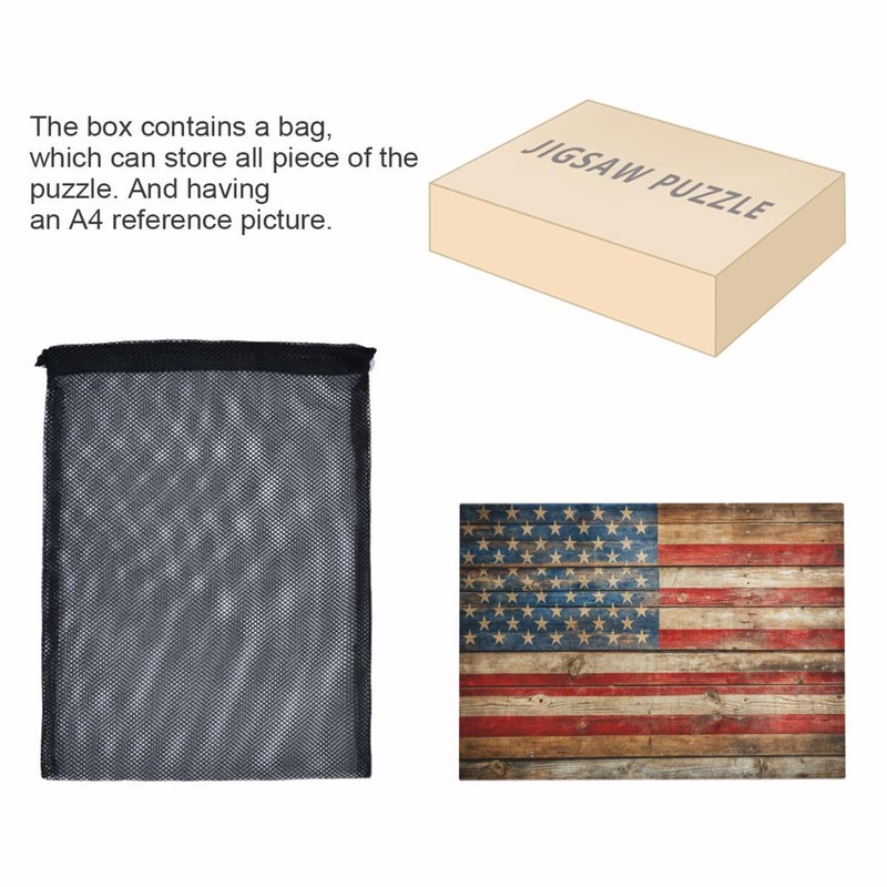 PDZRMY Rustic American Flag Board Jigsaw Puzzle for Adults 1000