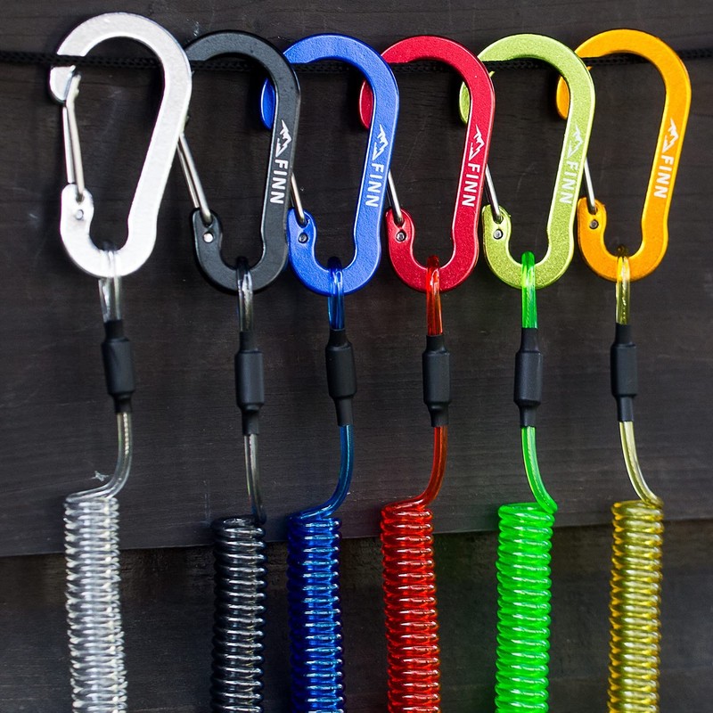 FINN Outdoors Carabiner with spiral cable, elastic lanyard, spiral key