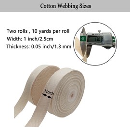 Dortrue Cotton Webbing 1 Inch 2 Rolls/ 20 Yards Webbing Straps for Webbing Bag Handles, Bag Strap,Tote Bag Webbing,Cloth Belt,Arts and Crafts