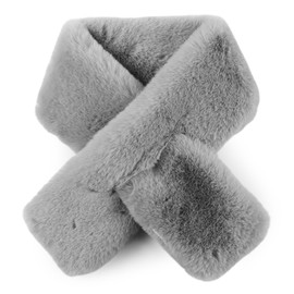 Winter Scarf for Women Faux Fur Collar Scarf Fleece Neck Warmer Cold Weather Scarves (Gray)