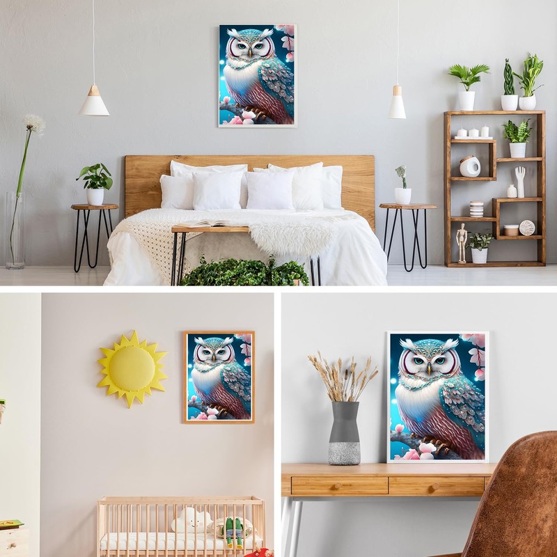 GDYEEH Fantasy Owl Diamond Painting Adults, 5D Flowers Diamond Art