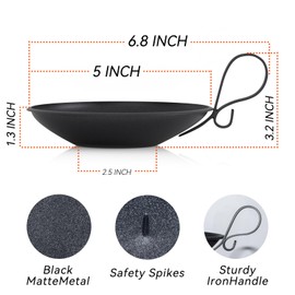 TXXCLOE - Portavelas de hierro negro mate, centro de centro de metal redondo de 4 pulgadas con asa, base de vela de pilar de estilo industrial (negro), 1 paquete