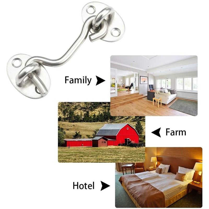 Worldly Storm Hooks with Eyelet, Stainless Steel Cabin Hooks, Door