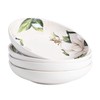 Bico Magnolia Floral Ceramic 35oz Dinner Bowls, Set of 4,
