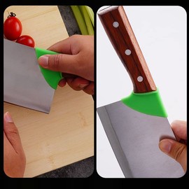 TorSor 4 Pack Meat Cleaver Finger Grips Non Slip Silicone Sleeve Elastic Protective Cover Kitchen Knives Back Protector for Nakiri Knife Meat Cleaver Knife Butcher Knife Japan Knives