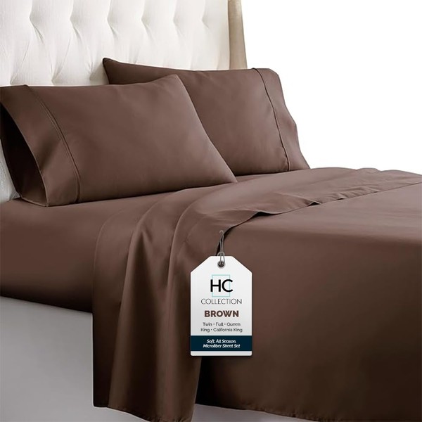HC COLLECTION Bed Sheets Full Size Set, Hotel Luxury Platinum