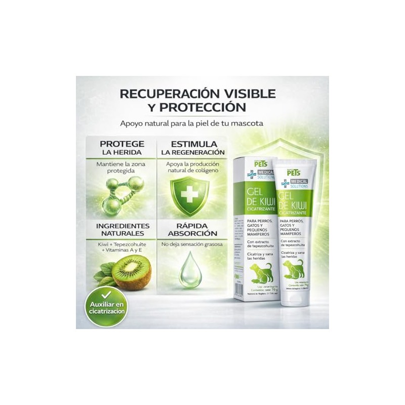 Medical Solution Gel Cicatrizante de Kiwi para Perros, gatos y