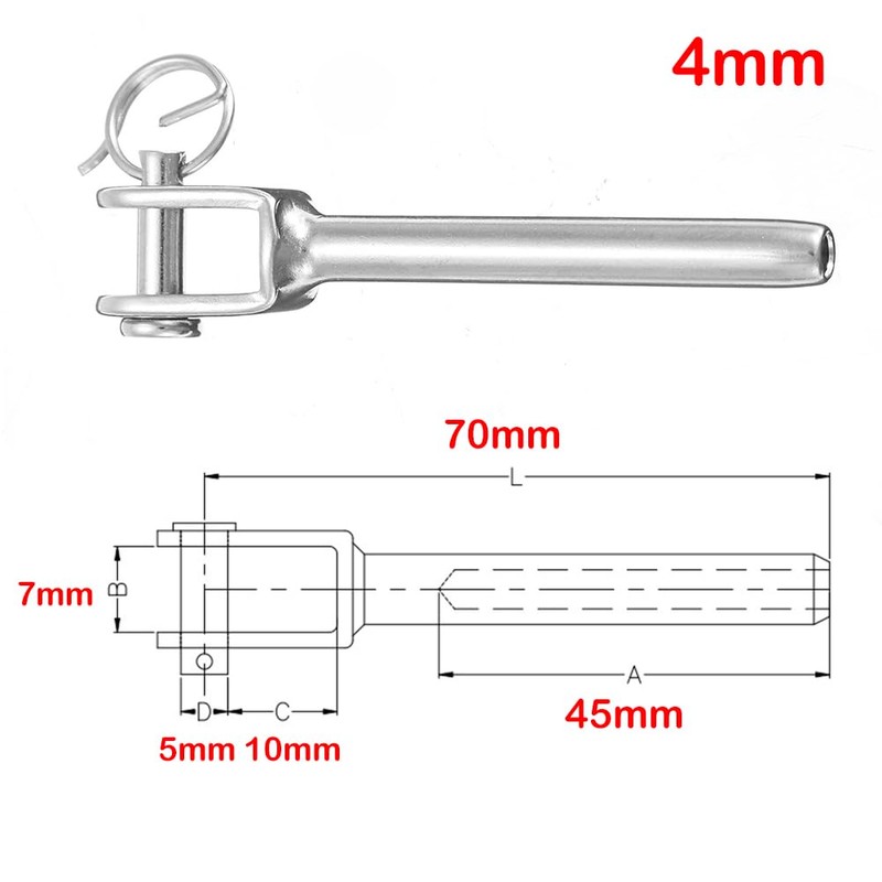 4 Pcs Wire Rope Clamps, 4mm Stainless Steel Swaged Fork