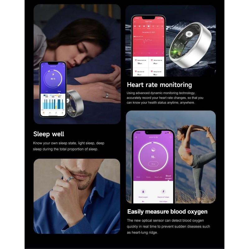 jring Smart Ring IP68 Waterproof Blood Oxygen Heart Rate Sleep