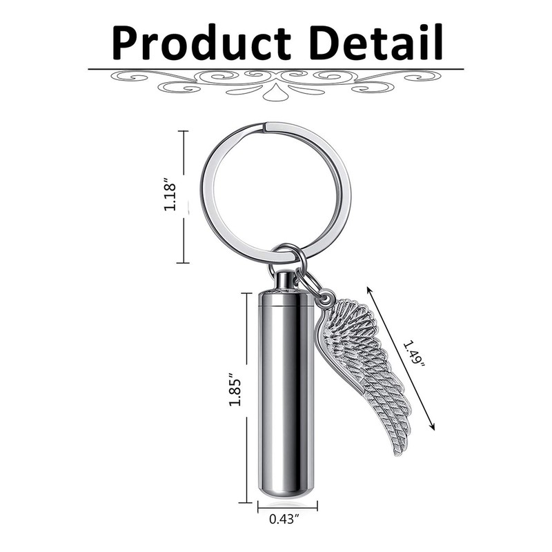 PiercingJak Cremation Jewelry Urn Keychain for Ashes Stainless Steel Angel