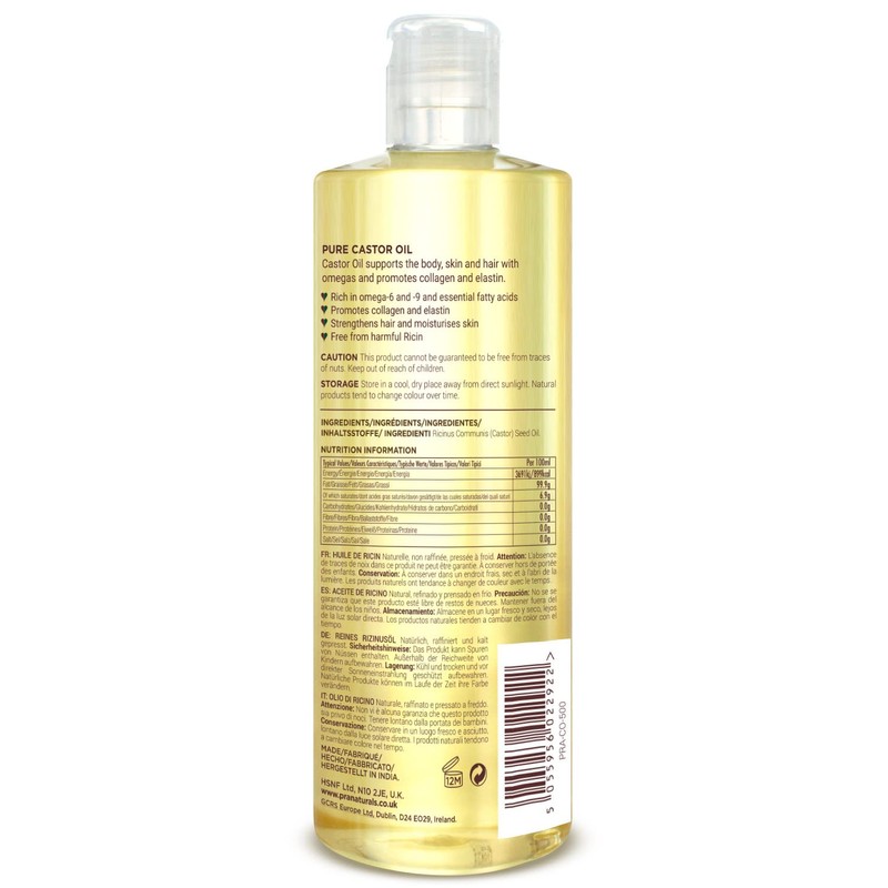 PraNaturals Cold Pressed Castor Oil 500ml - 100% Natural, Vegan