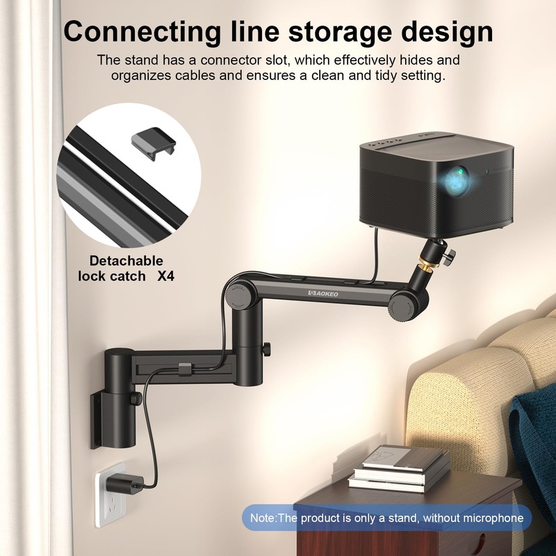 Aokeo Projector Wall Mount, 360° Adjustable Projector Stand Wall Mount