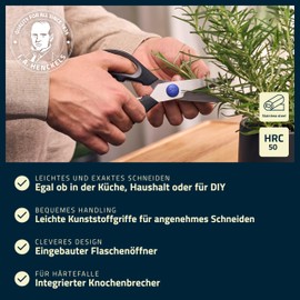 HENCKELS by ZWILLING Multi-Purpose Scissors 20 cm Kitchen Scissors with Bottle Opener Rustproof Black