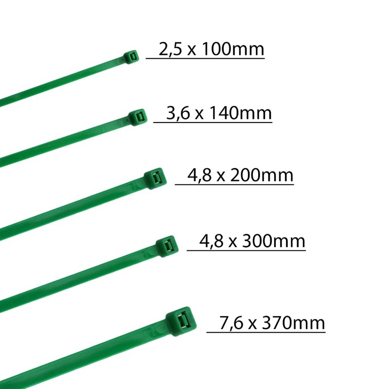 HORZEFIX Cable Ties Pack of 100 Green Long UV Resistant