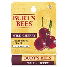 Burt's Bees Bálsamo labial hidratante 100% natural, cereza silvestre con cera de abejas y extractos de frutas, 1 tubo