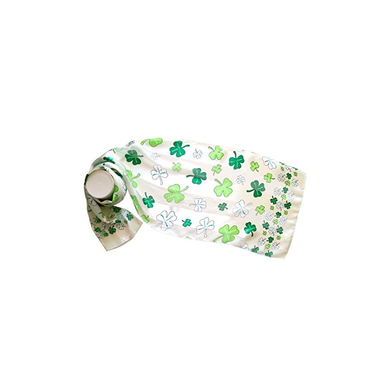 Shamrock St Patricks Day Scarf Shamrock print scarf (White)