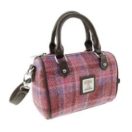 Glen Appin Harris Tweed 'Kilbride' Mini Bowling Tote Bag, Colour 103 Pink Check