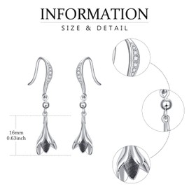 Tulip Earrings for Women Sterling Silver Tulip Flower Dangly Earrings Tulip Dainty Jewellery Gifts for Women