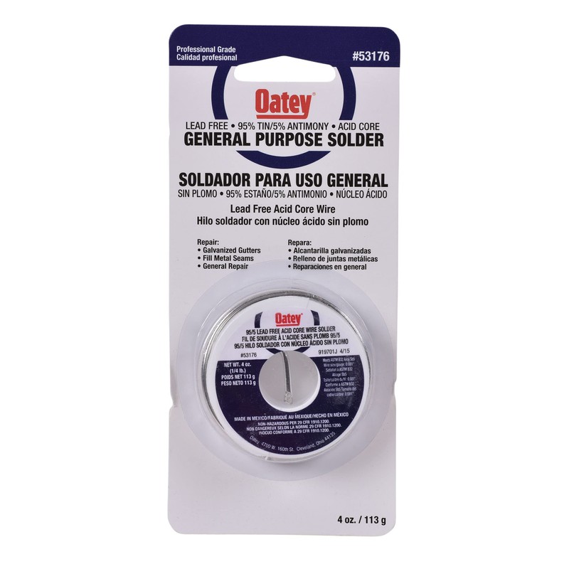 Oatey 53176 95/5 Acid Core Wire Solder-Carded, 1/4 lb