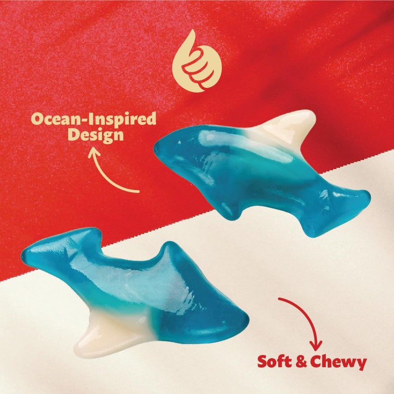 Blue Sharks Gummy Candy | 1 Pound Bag | Blue