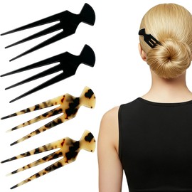 4PCS M-Shaped French Hair Pin, Acetate Hair Clips for Women, Tortoiseshell Barrettes for Thin Thick Hair, Decorative Bun Styling Accessories, Strong Hold for All Day Wear (Style B)