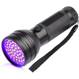 Lampara UV, Luz Negra Ultravioleta, Linterna UV 51 LED, 395nm Detector de Billetes, orina, manchas, joyas, colección,Caza de Alacranes,etc.