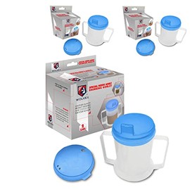 Wolvex 3 Pack Drinking Beaker Non Spill Cup for Disabled Adults Easy Grip Handles Drinking Beaker/Mug/Cup Elderly Adult Beaker Sippy Cup for Disabled Adults Easy Grip Handles Anti Splash Spout 350ml