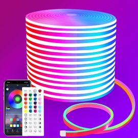 segrass 49ft LED neon Rope Lights 24V RGB LED neon Lights with Remote Control APP Control IP65 Waterproof Flexible Neon LED Strip Lights for Bedroom Room Outdoors Décor