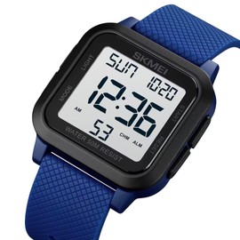 Gosasa Large Face LED Digital Watch Date Time 3Bar Waterproof Wristwatch Men Women Sports Watches … (H Blue)