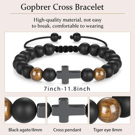 Gopbrer First Holy Communion Gifts for Boys, Cross Bracelet for Boy 8-12, Easter Gift for Kids, Bracelets for Teen Boys, Christmas Birthday Gift for Son Grandson Christians