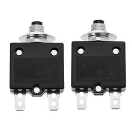 YINETTECH 2 x 5 Amp 125-250 V AC 50 V DC Push Button Circuit Breaker Thermal Overload Protection L1 Series Manual Reset Thermal Circuit Breaker