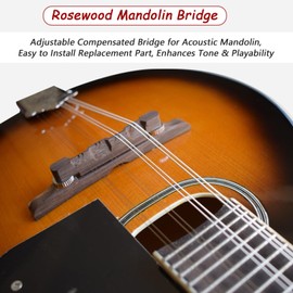 Cheerock Rosewood Mandolin Bridge, Adjustable Compensated Bridge for Acoustic Mandolin, Easy to Install Replacement Part, Enhances Tone & Playability