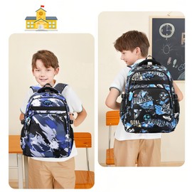 Bansusu Camouflage Print Backpack, For Elementary School Students, High School Students, Soccer, Large Capacity, Lightweight, Kids' Backpack, For Excursions, Forest School, Outdoor Door, blue b