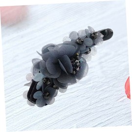 Baluue 3pcs Grey Fabric Flower Beads Banana Hair Clip Updo Ponytail Holder for Women and Girls Stylish Hair Accessories for Occasions
