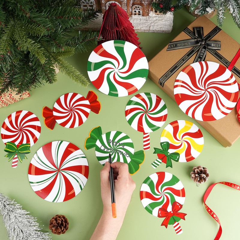 54 Pcs Christmas Candy Cut-Outs Double Printed Winter Paper Decor