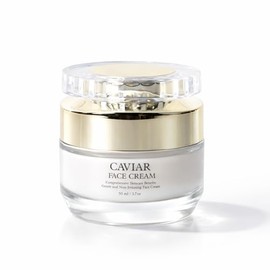 Crema facial y cuello caviar con niacinamida y Coq10 - Crema facial antienvejecimiento con ácido hialurónico, escualano y colágeno marino para reafirmar e hidratar, hidratante ligero para una piel joven y brillante