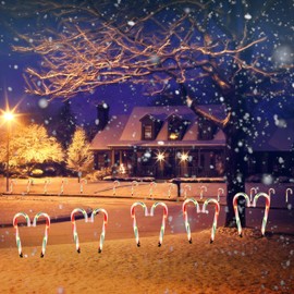 Ultimate Unicorn 10" Christmas Candy Cane Lights (10PCS) for Landscape Decoration, Outdoor Pathway Makers Lights, Candy Cane Walkway Lights Red & Green(Include Stakes)