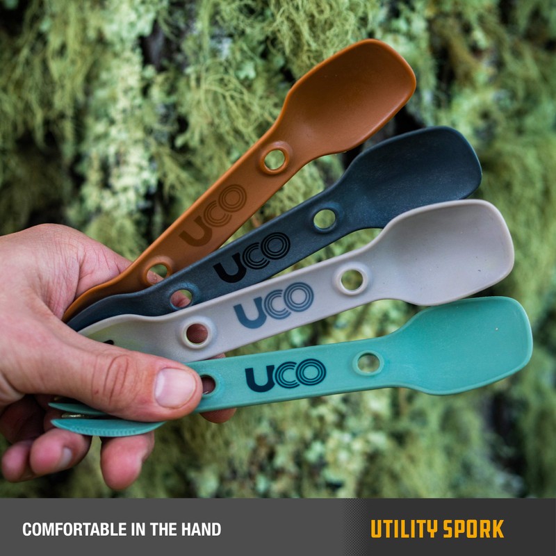 UCO Utility Spork Camping Spoon-Fork-Knife Utensil, 2 Pack